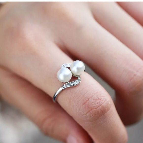 White Pearl 925 Silver Rings Jewelry Wedding Party - Picture 6 of 7